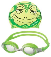 Комплект детский для бассейна HEAD Meteor Character Очки + шапочка (зеленый)