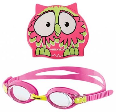 Комплект дитячий окуляри + шапочка HEAD METEOR CHARACTER (рожево-зелений)