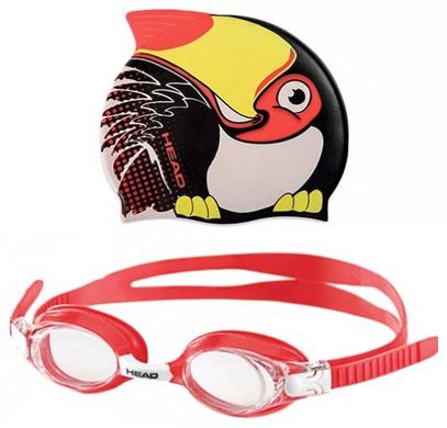 Комплект дитячий окуляри + шапочка HEAD METEOR CHARACTER (чорно-червоні)